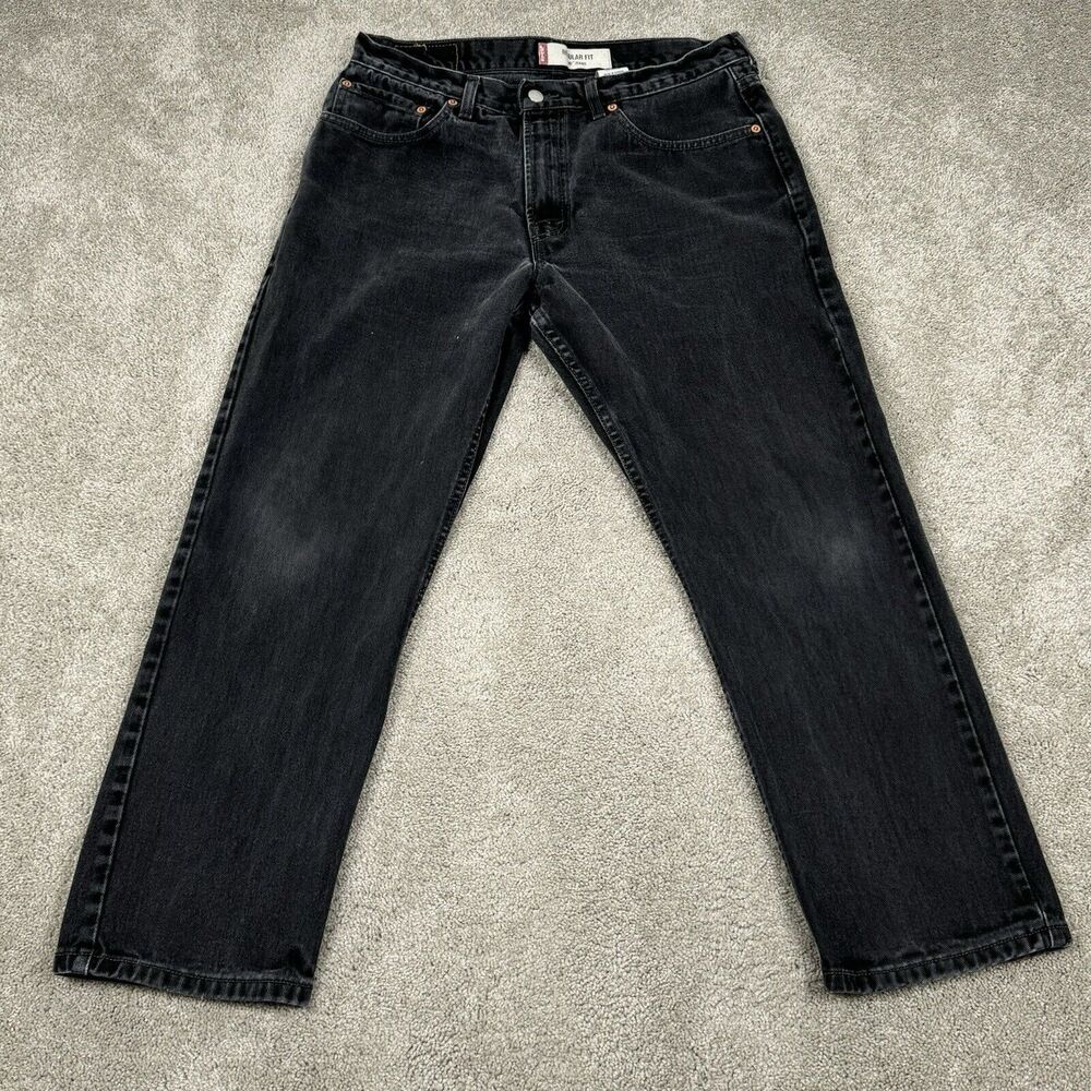 Levi's 505 Jeans Men's 34x29 Black Regular Fit Straight Dark Wash Denim Workwear